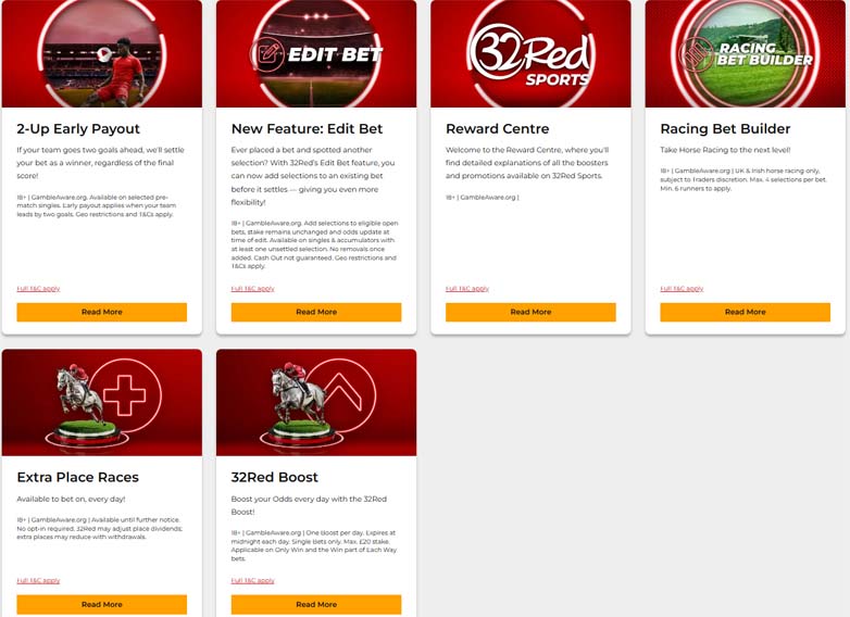 32red casino sports bonuses screenshot