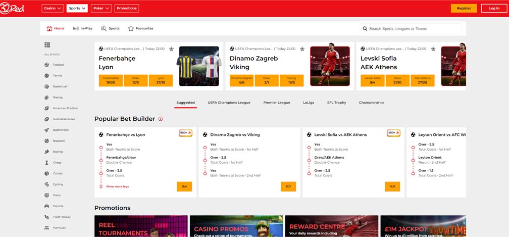 32red casino sportsbook screenshot