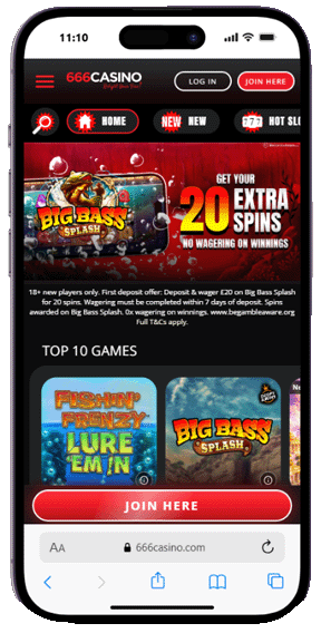 666 Casino mobile screenshot