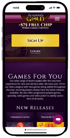 Alladins Gold Casino mobile screenshot