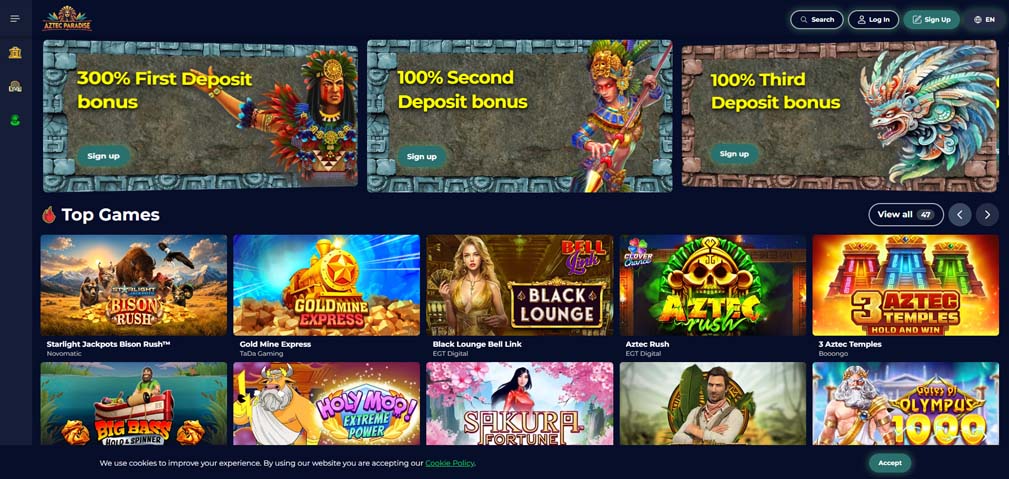 Aztec Casino games screenshot