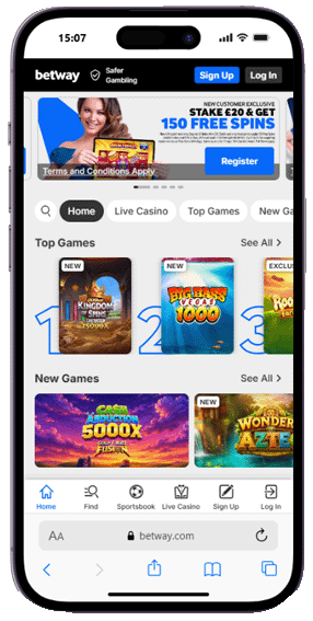 Betway mobile screenshot
