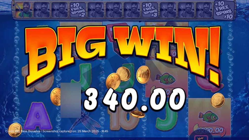 Big Bass Bonanza slot screenshot big win