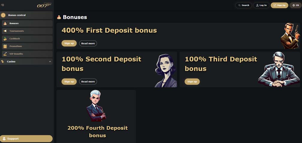 Casino 007 bonuses screenshot