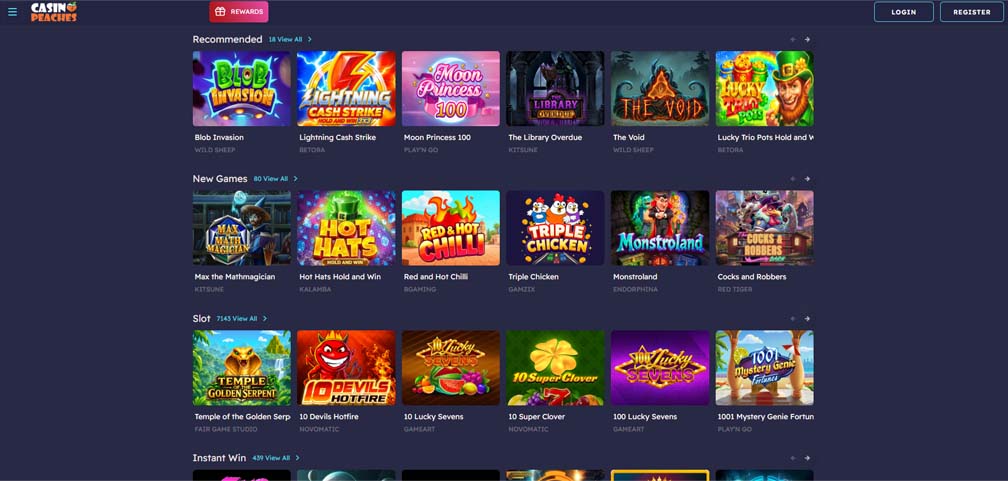 Casino Peaches games screenshot