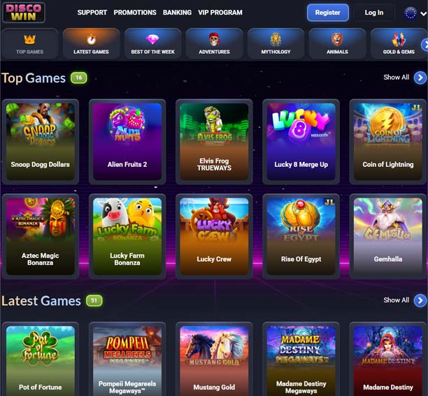 DIsco Win Casino games screenshot