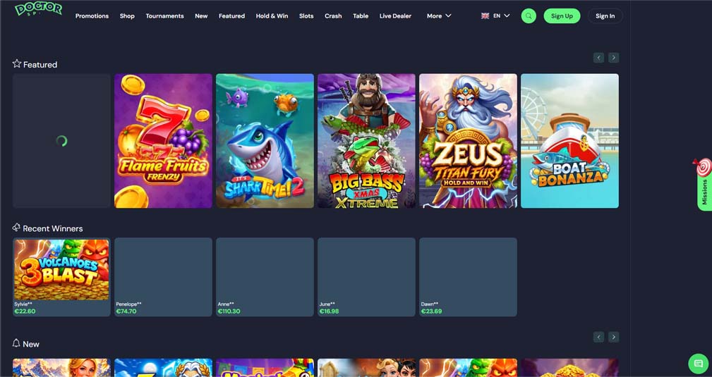 Doctor Spins casino games screenshot