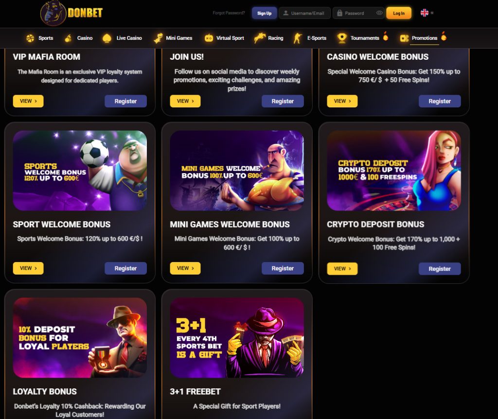 Donbet Casino bonuses and promotions