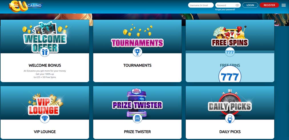 Europa casino bonuses screenshot
