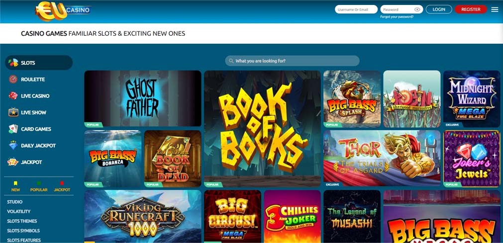 Europa casino games screenshot