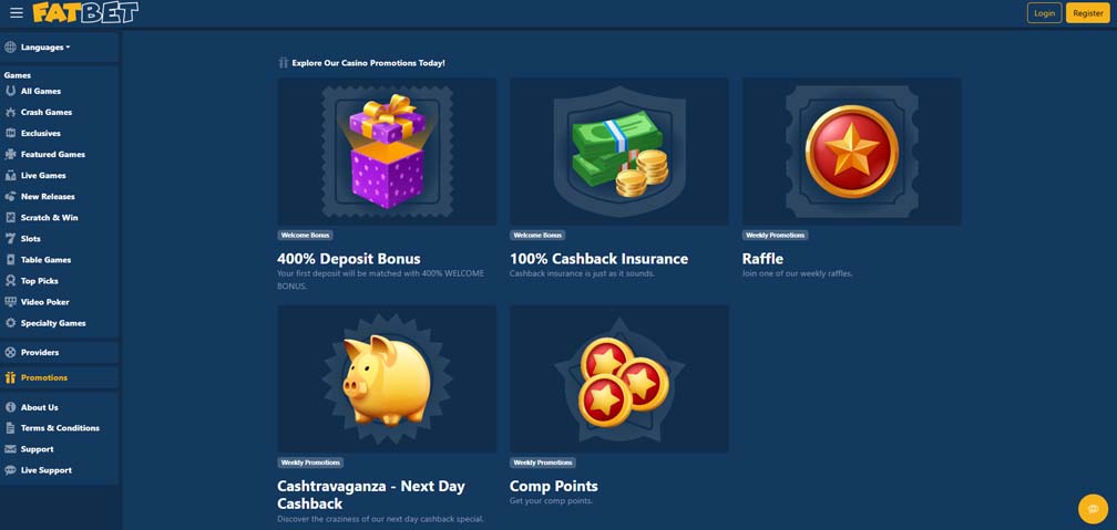 FatBet Casino bonuses screenshot