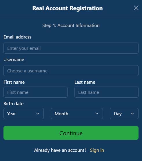 FatBet Casino signup screenshot
