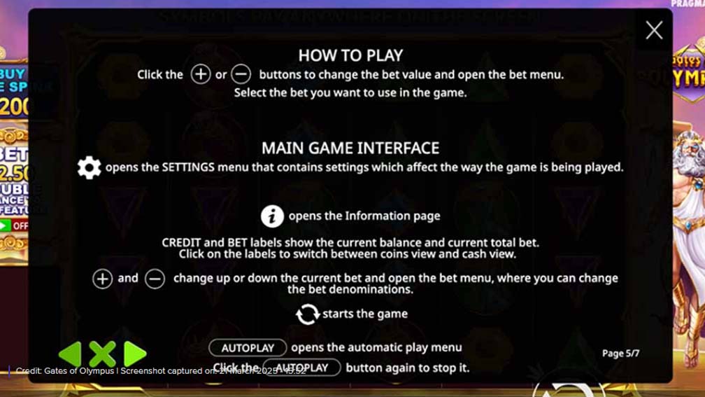 Gates Of Olympus slot screenshot how to play