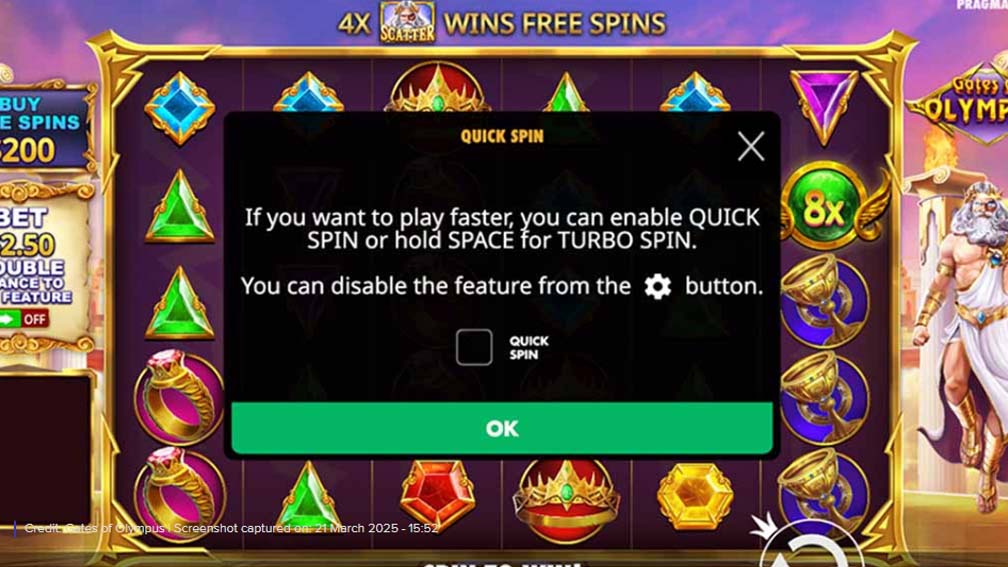 Gates Of Olympus slot screenshot quick spin