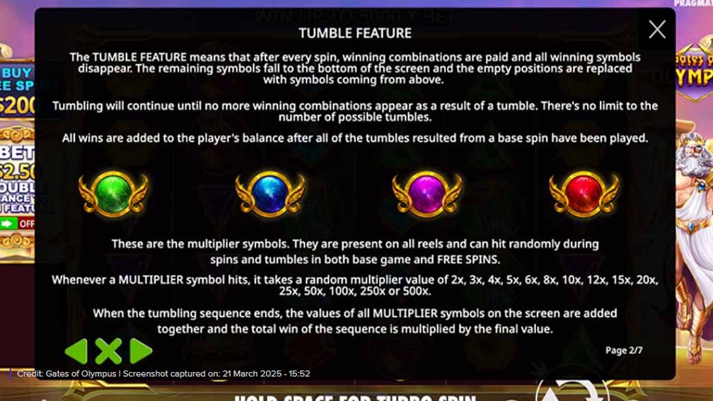 Gates Of Olympus slot screenshot tumble