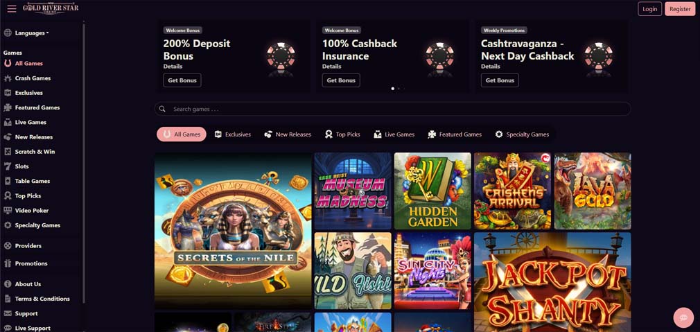 Gold River Star casino games screenshot