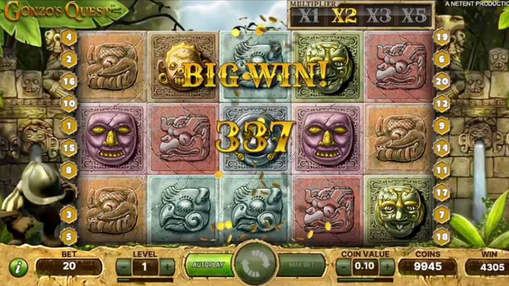 Gonzo's Quest slot screenshot Big win
