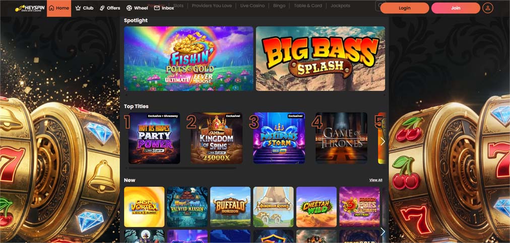 Heyspin Casino games screenshot