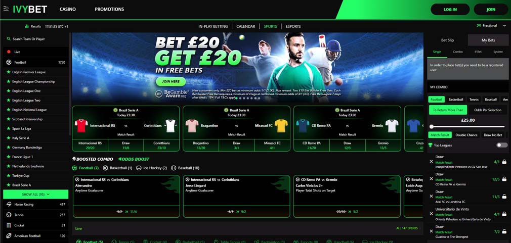 Ivy Casino sportsbook screenshot