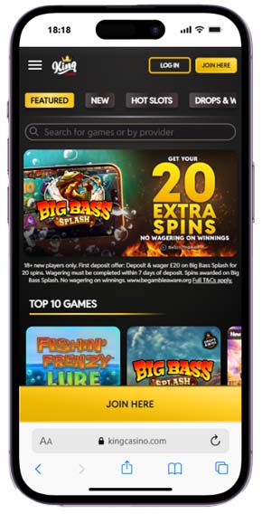 King casino mobile screenshot