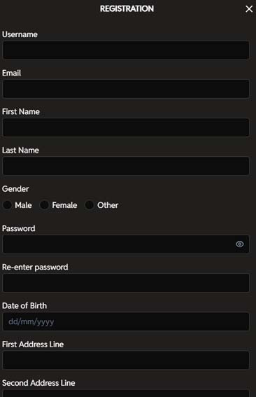 King casino signup screenshot