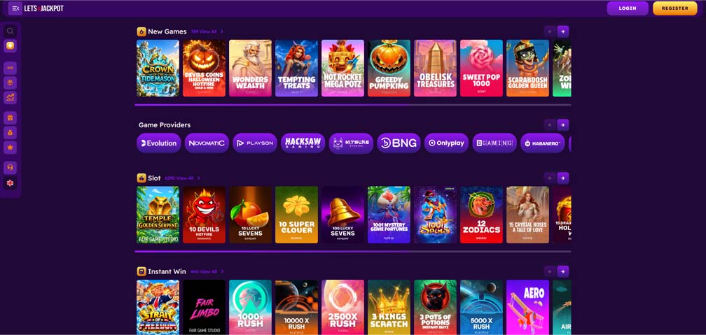 Lets Jackpot casino games screenshot