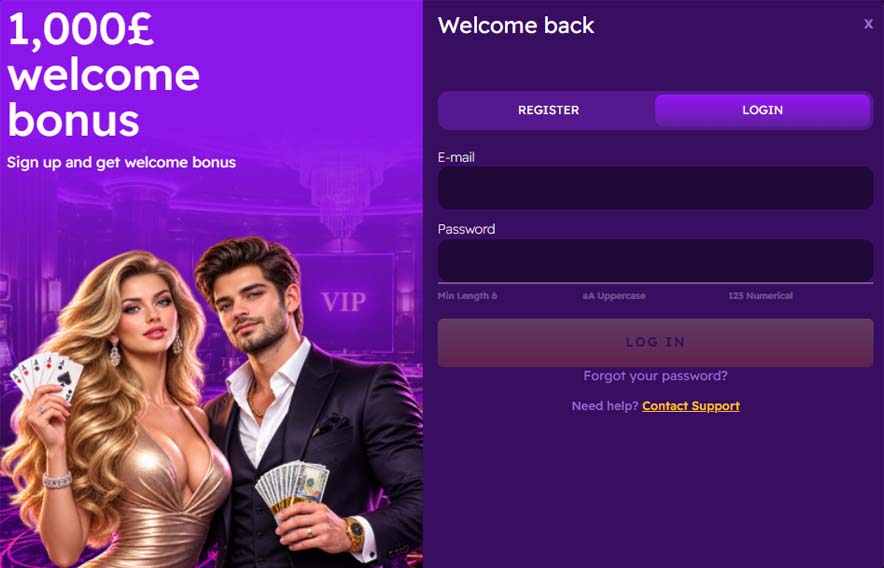 Lets Jackpot casino login screenshot