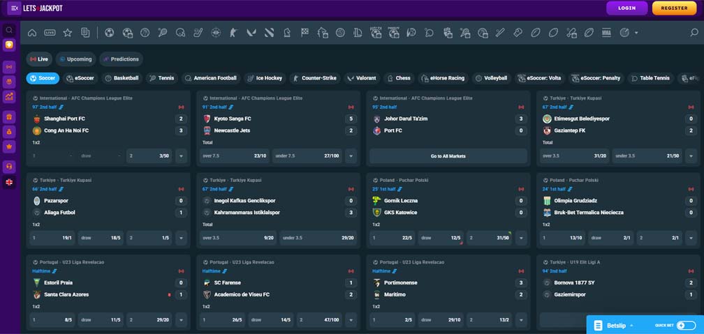 Lets Jackpot casino sportsbook screenshot