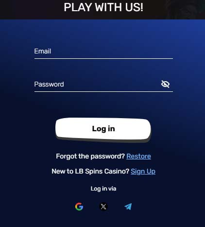 Libra Spins casino login screenshot