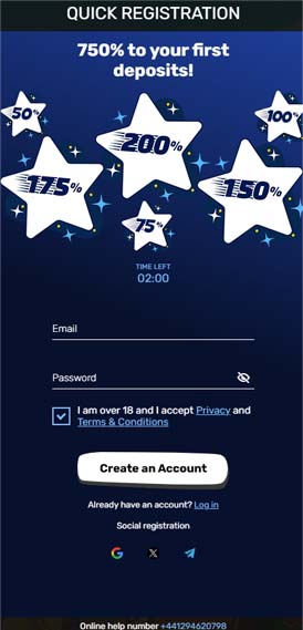 Libra Spins casino signup screenshot