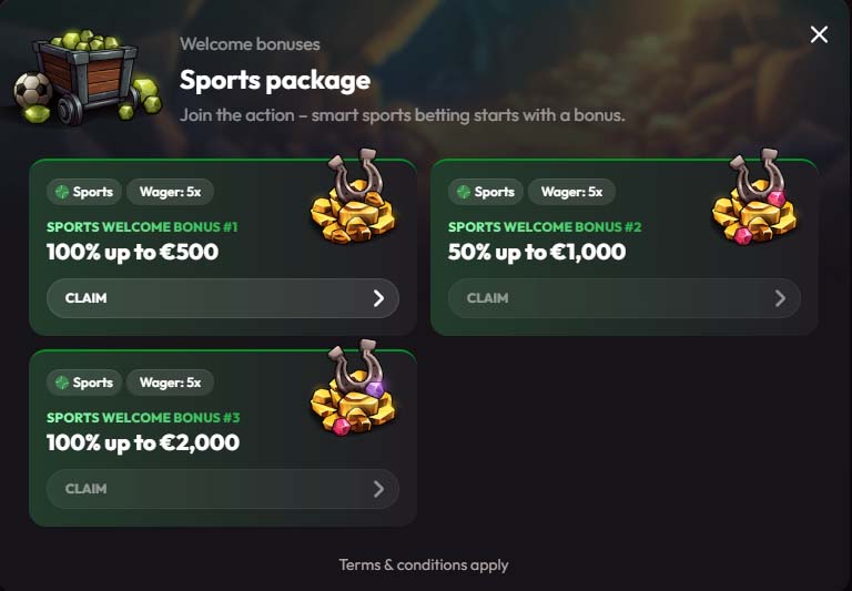 Madcasino casino sports bonus screenshot