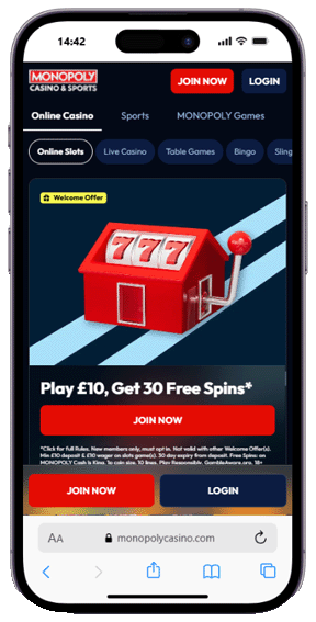 Monopoly casino mobile screenshot