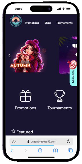 Ocean Breeze casino mobile screenshot