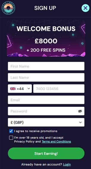 Ocean Breeze casino signup screenshot