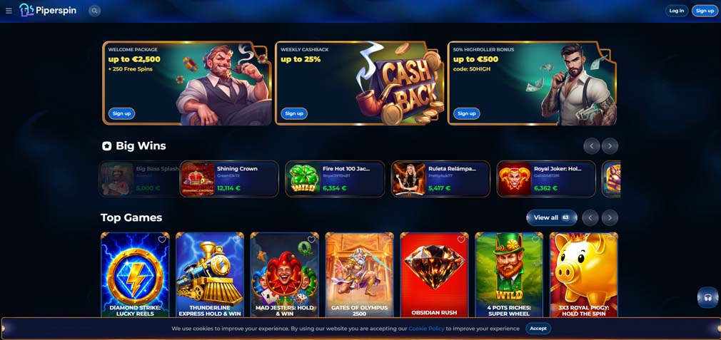 PiperSpin Casino games screenshot