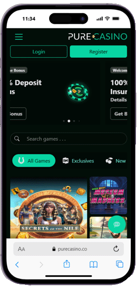 Pure Casino mobile screenshot