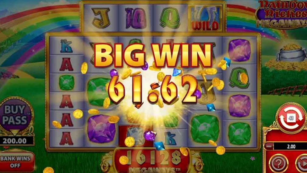 Rainbow Riches slot screenshot Big win
