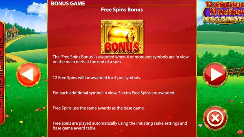 Rainbow Riches slot screenshot Free Spins bonus