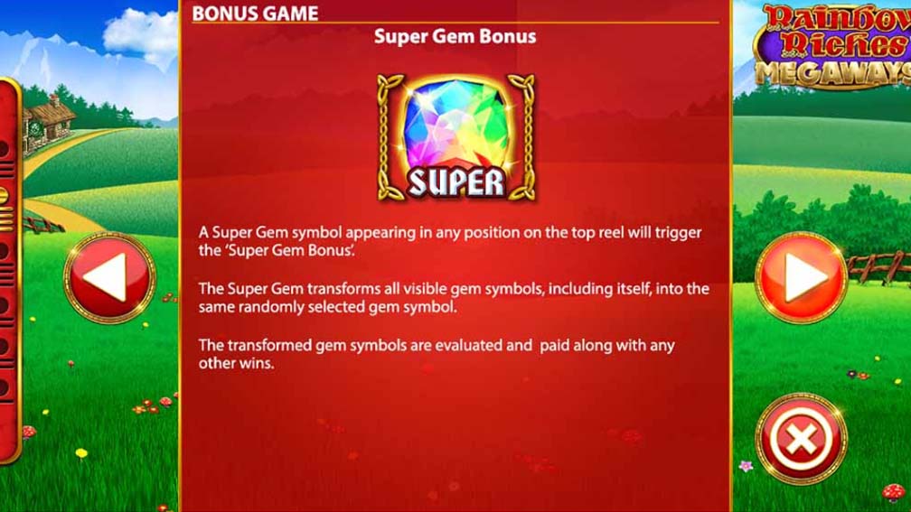 Rainbow Riches slot screenshot Super gem bonus