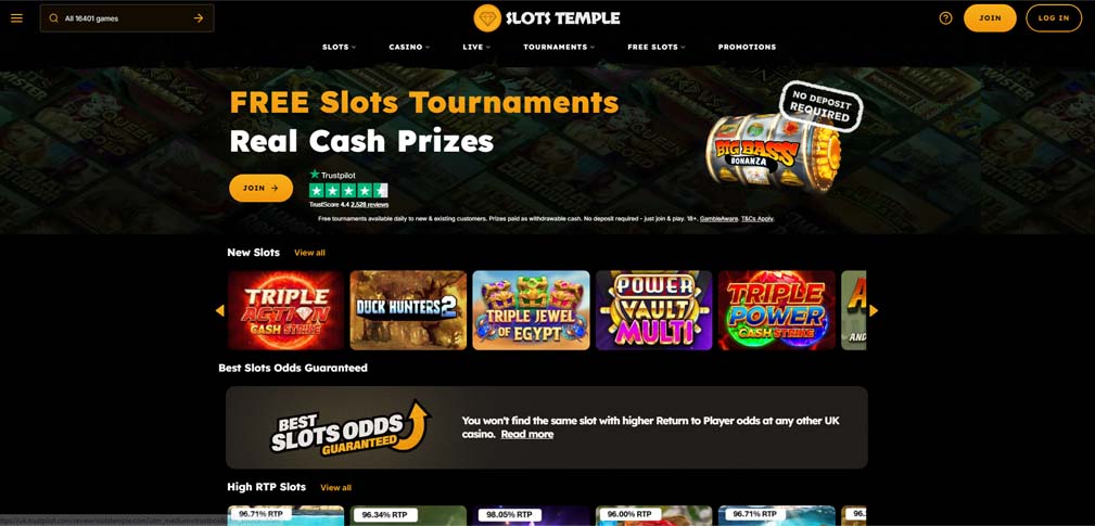 Temple Slots casino main screenshot