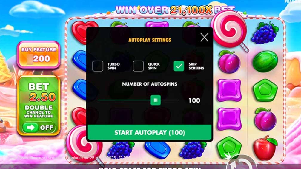 Sweet Bonanza slot screenshot autospins