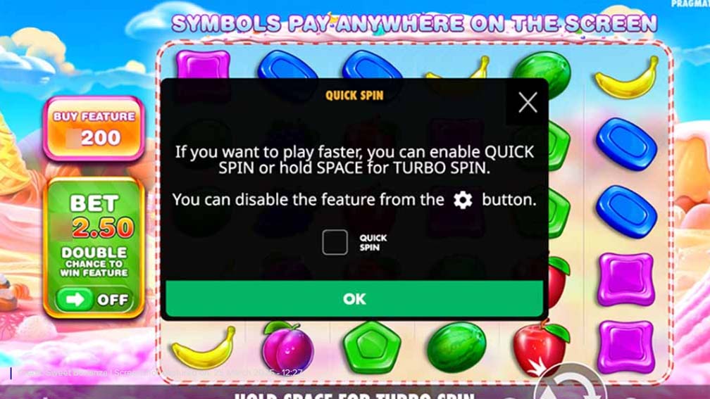 Sweet Bonanza slot screenshot quick spin