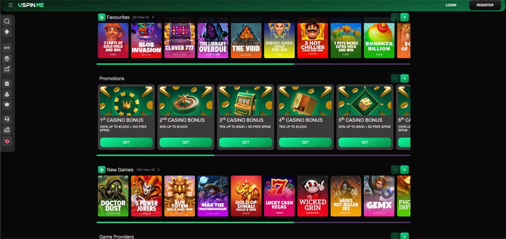 USpin Me Casino games screenshot
