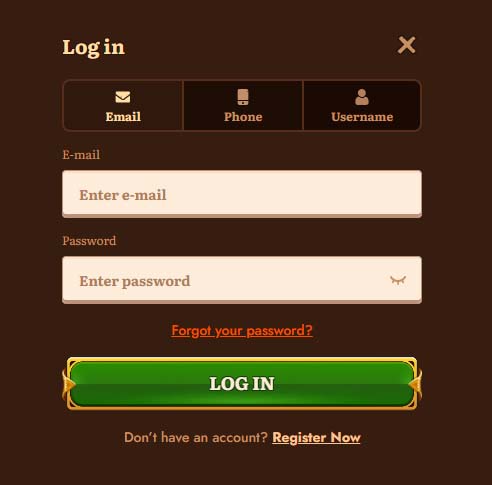 Wild Robin casino login screenshot