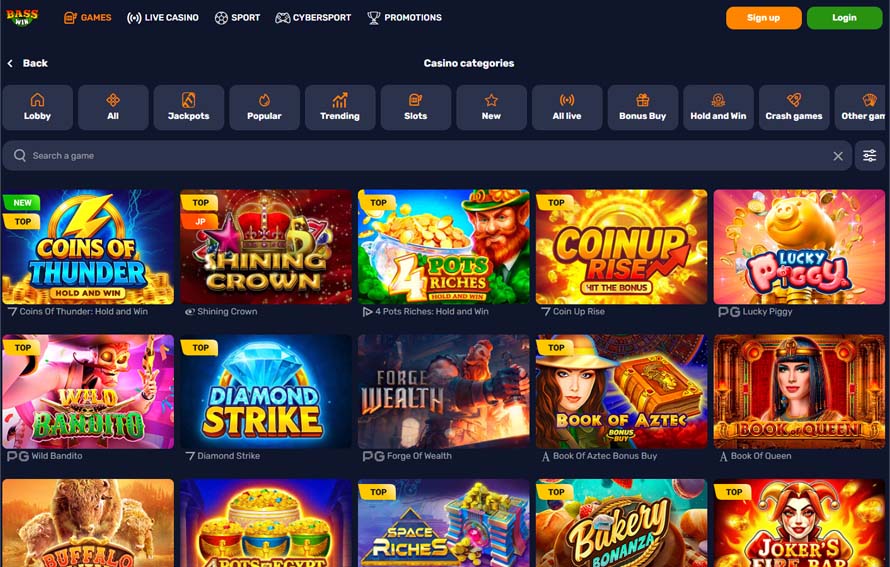 Bass Win casino games screenshot