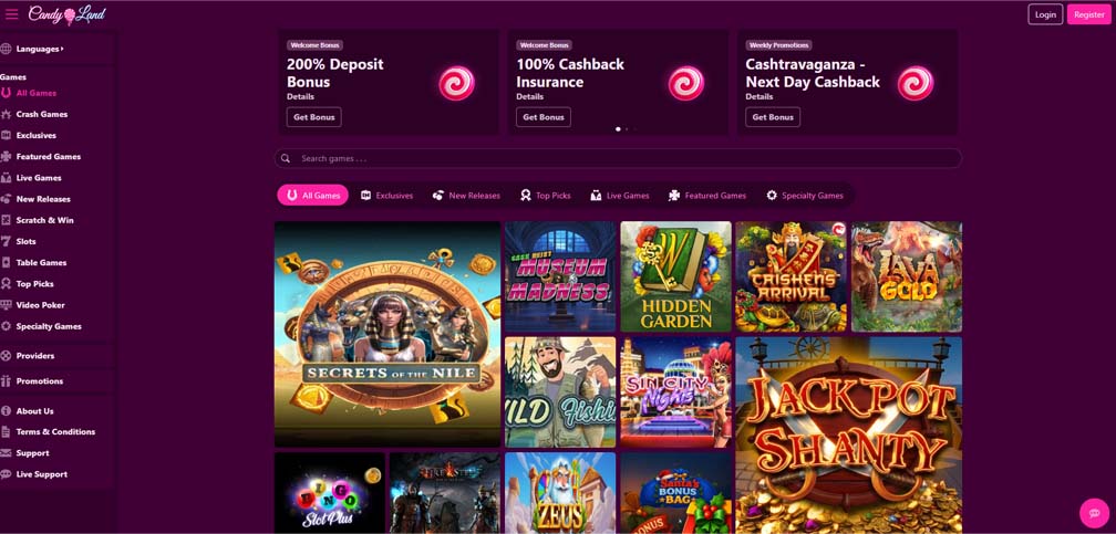 Candyland casino games screenshot
