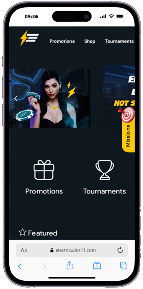 Electricwins casino mobile screenshot