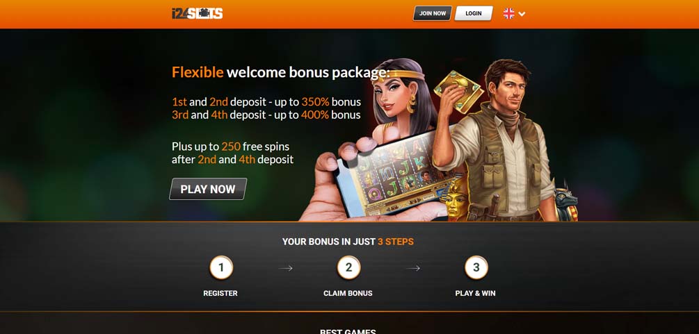 i24slots Casino bonuses screenshot