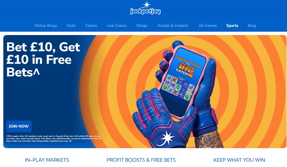 Jackpotjoy casino sportsbook screenshot