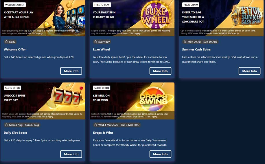 Lucky VIP casino bonuses screenshot